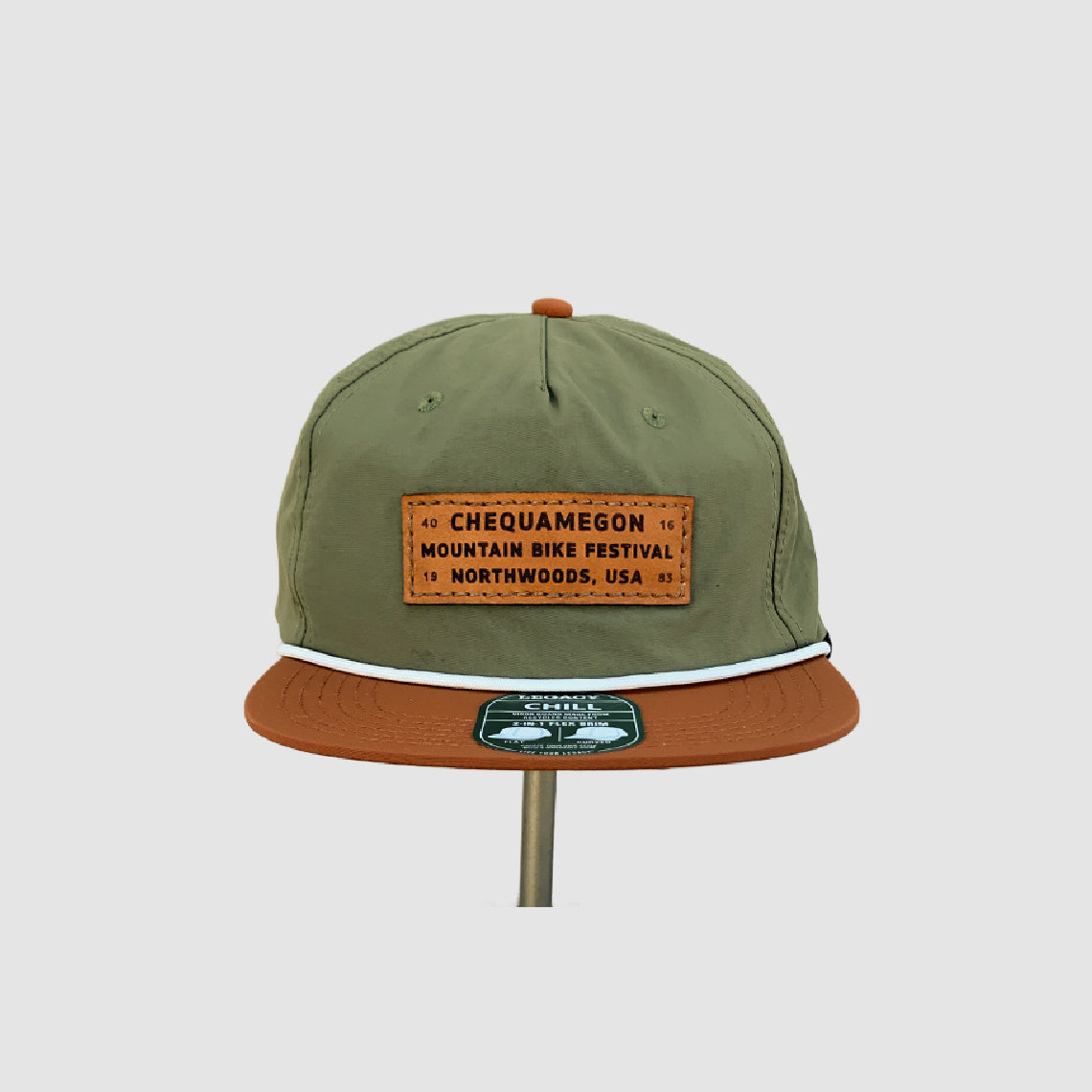 Cheq Flat Brim Hat - Olive
