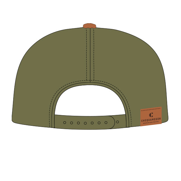 Cheq Flat Brim Hat - Olive