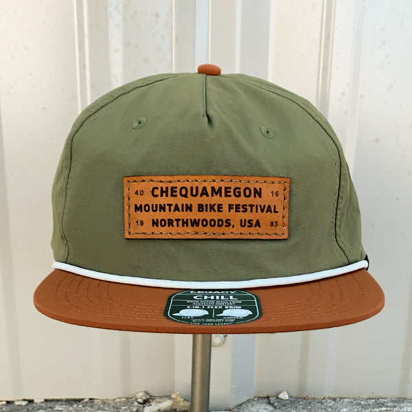 Cheq Flat Brim Hat - Olive