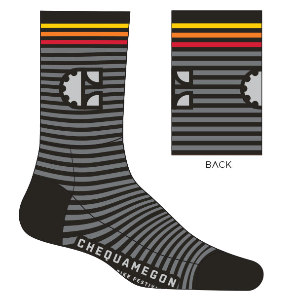 Chequamegon Socks (Black and Gray Striped)
