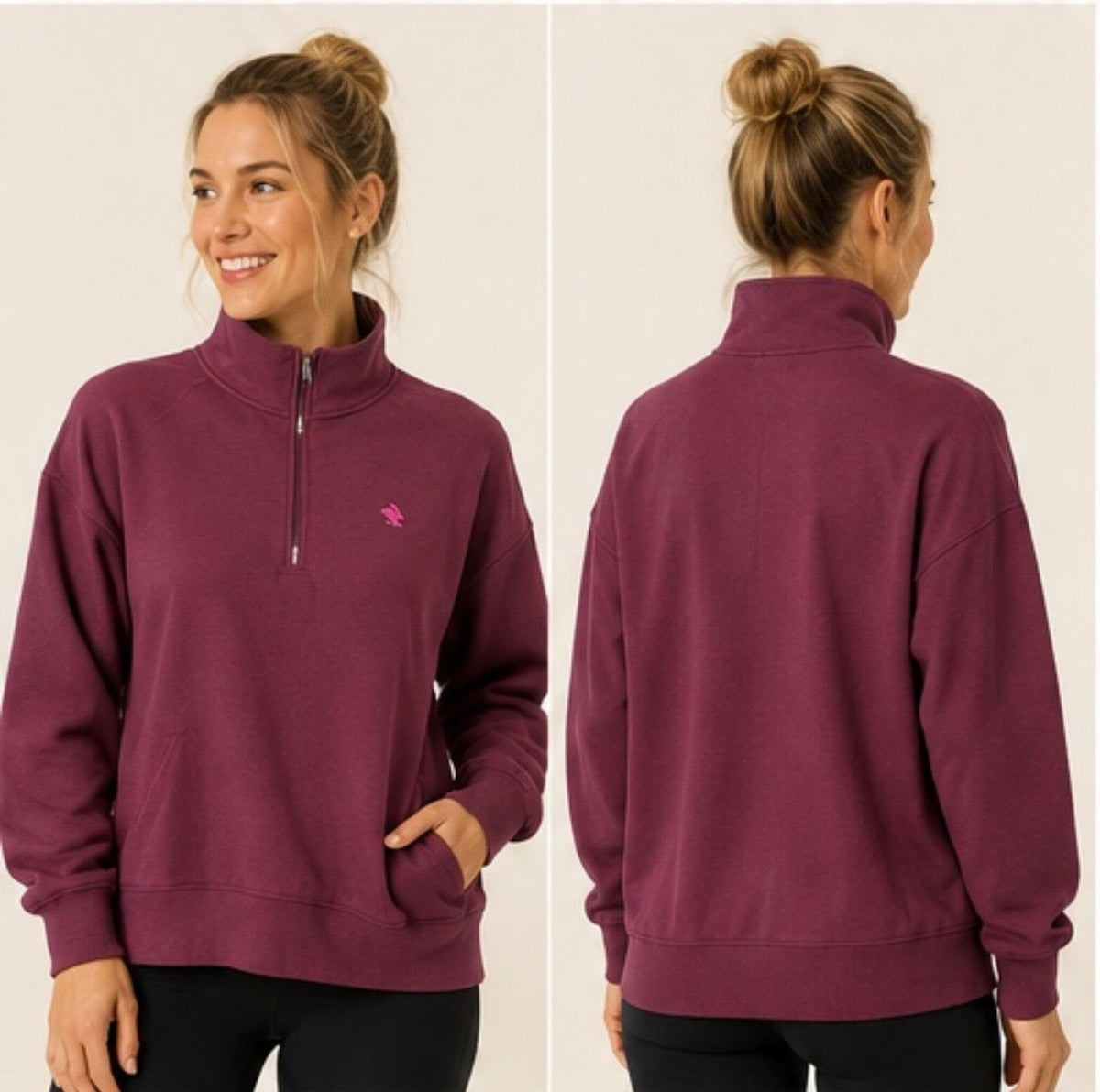 LRS Womens Rabbit Go-To Half Zip Sweatshirt - Mauve