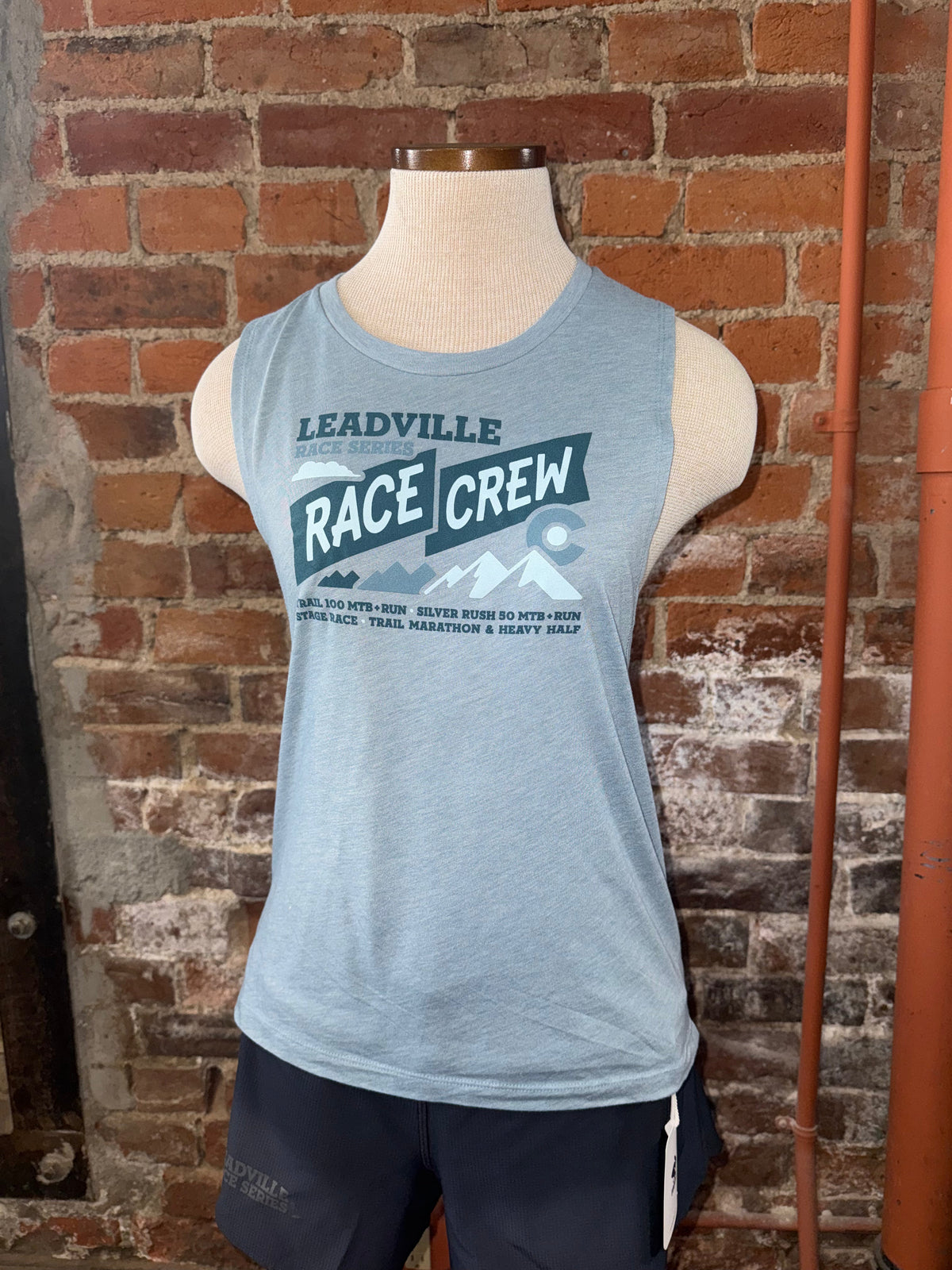 LRS Women's Race Crew Tank-Stonewash Denim