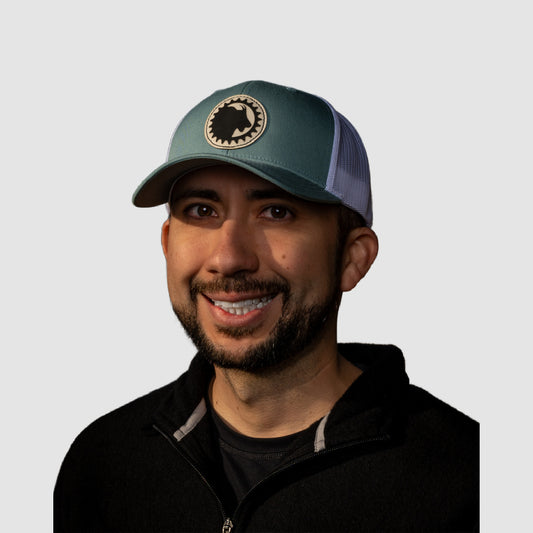 Crusher Curved Brim Trucker Hat (Smoke Blue/White)
